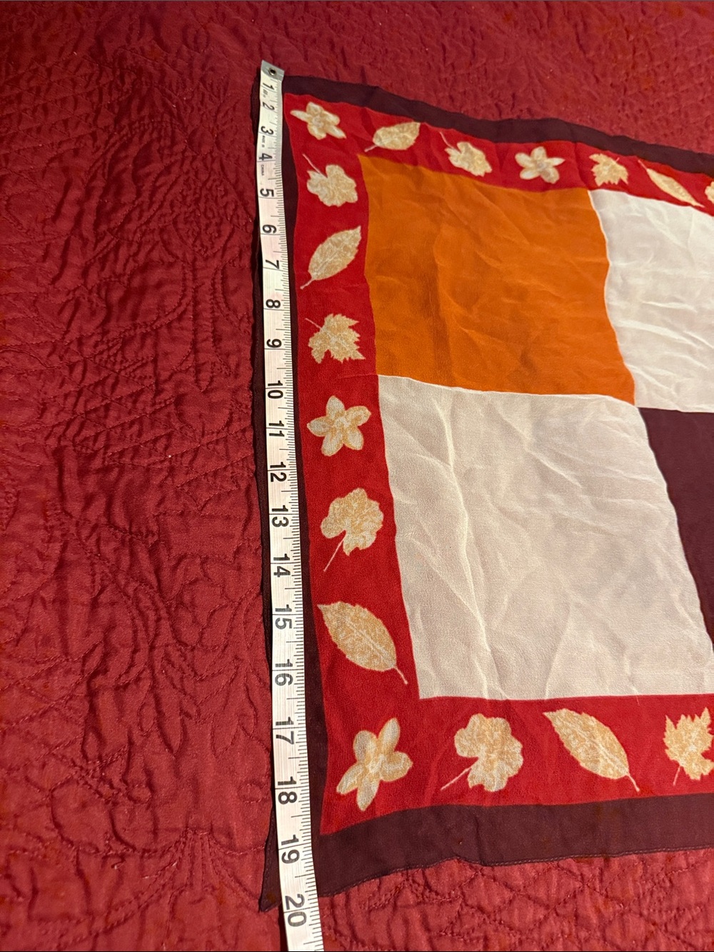 Silk Floral Red and Brown Scarf - Unbranded - Picture 4 of 5